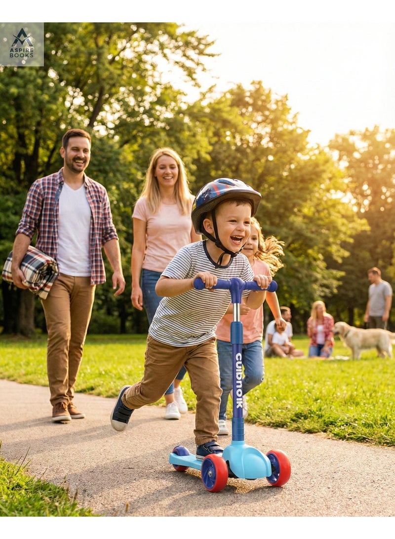 chipmunk 3-Wheel Kick Scooter for Kids & Toddlers – Adjustable T-Bar Handlebar with Lean-to-Turn Steering, Shock-Absorbing PU Wheels, Anti-Slip Deck, and Rear Brake – Safe & Lightweight Outdoor Glider for Boys (Blue) - Image 5